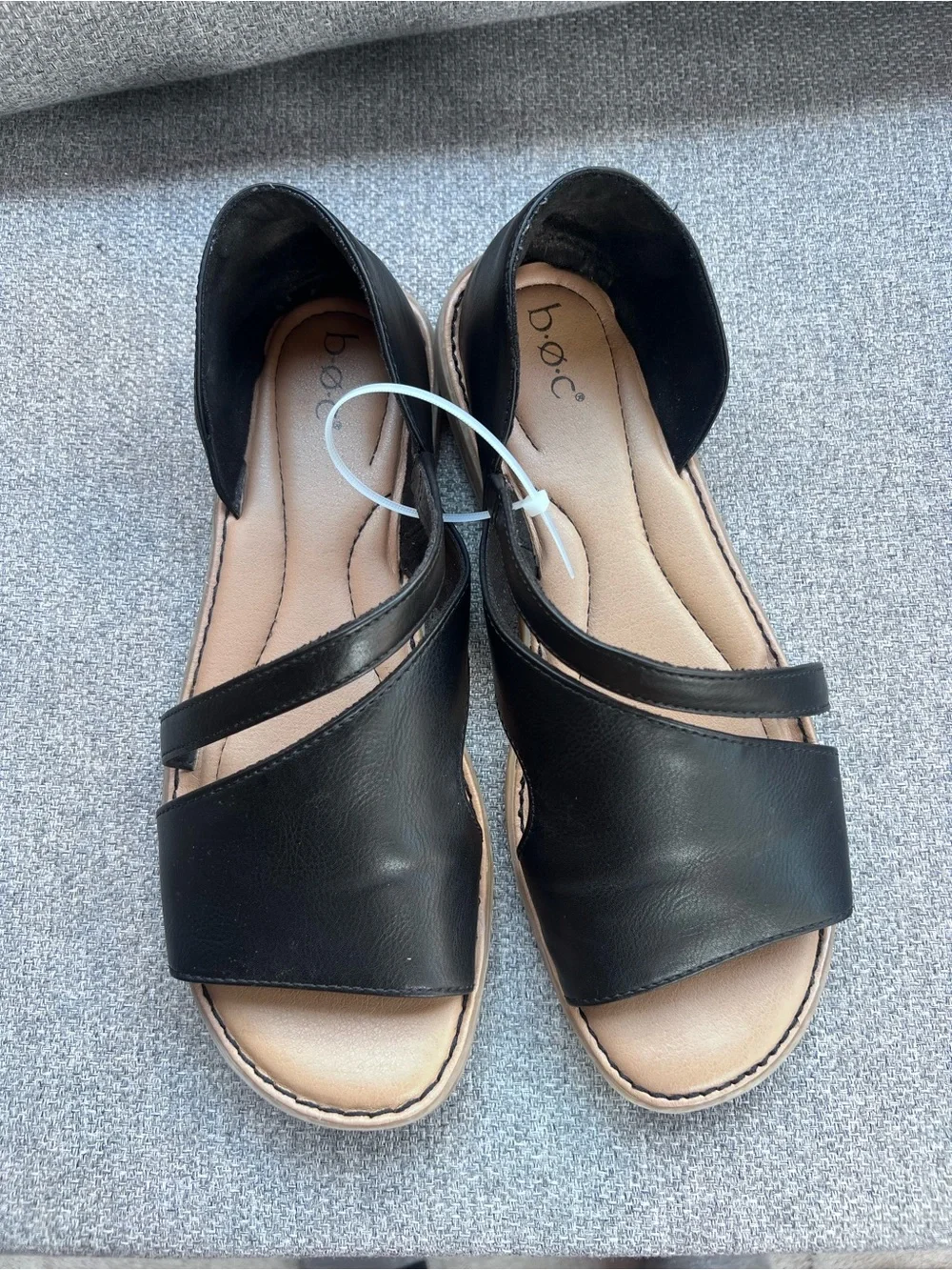 b.o.c. Melly Black Asymmetrical Half d'Orsay Flat Sandals Women's Size 11 M